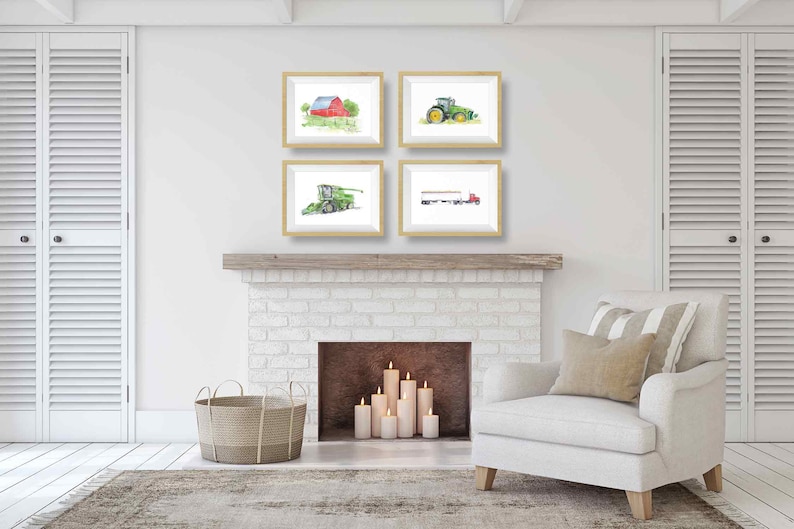 Green Tractor Wall Art, Farm Nursery Art Print, Wall Decor, Tractor Gift, Toddler Teen Boys Room, Father's Day, Office, Kitchen image 3
