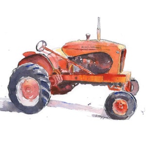 Red Tractor Print, Gift for Dad, Husband, Boy, Farm Nursery Wall Art Decor,  Watercolor Painting, Living Room, Kitchen, Office