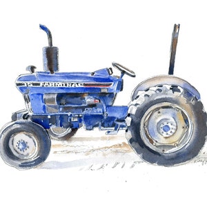 Blue Tractor Print #4 for Toddler Boys Room, Tractor Wall Art, Farm Nursery Decor, Gift for Boyfriend, Watercolor