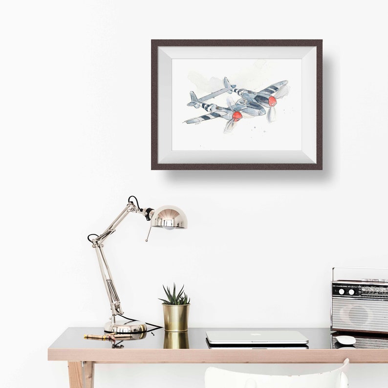 P38 Lightning Airplane Print Wall Art for Toddler Boys Room, Nursery Wall Decor, Bedroom Wall Decor, Birthday Father's Day Gift image 4