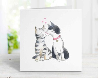 Cat Anniversary Card for Wife, Love Card, Birthday Card, Girlfriend, Husband, Boyfriend, Free Personalization