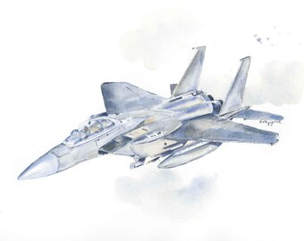 Impresión del avión F-15 Strike Eagle para oficinas y habitaciones infantiles, descarga digital