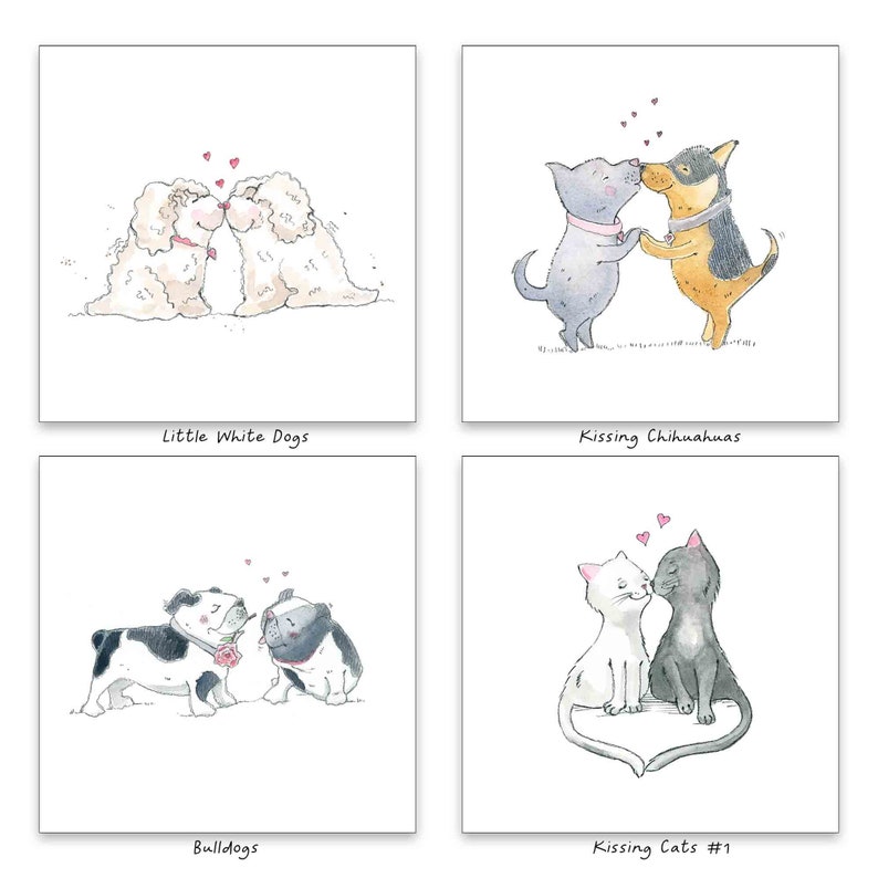 Kissing Cats Card 5, Free Personalization, Gray and White Cat Orange Tabby, Birthday, Anniversary Card wife, girlfriend, husband, boyfriend image 5