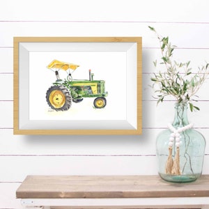 Print Green Tractor Wall Art, Vintage Tractor Wall Decor, Tractor Gift for Him, Farmhouse Wall Art, Kitchen, Living Room, Office Decor image 4