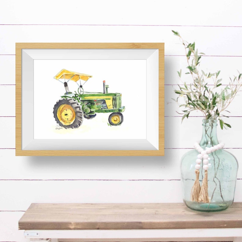 Print Green Tractor Wall Art, Vintage Tractor Wall Decor, Tractor Gift for Him, Farmhouse Wall Art, Kitchen, Living Room, Office Decor image 4