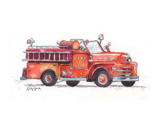 Fire Truck Print for Toddler Boys Room Nursery Wall Art - Etsy