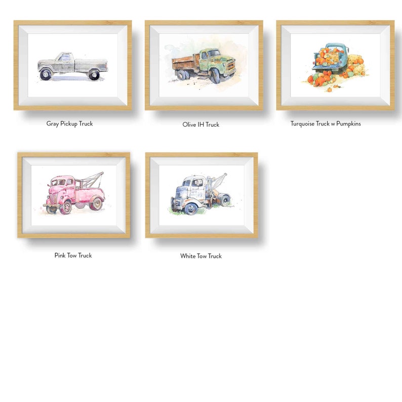 Light Blue Truck Print for Toddler Boys Bedroom, Vintage Truck Nursery Wall Decor, Birthday Babyshower Gift for Boy, Watercolor image 9