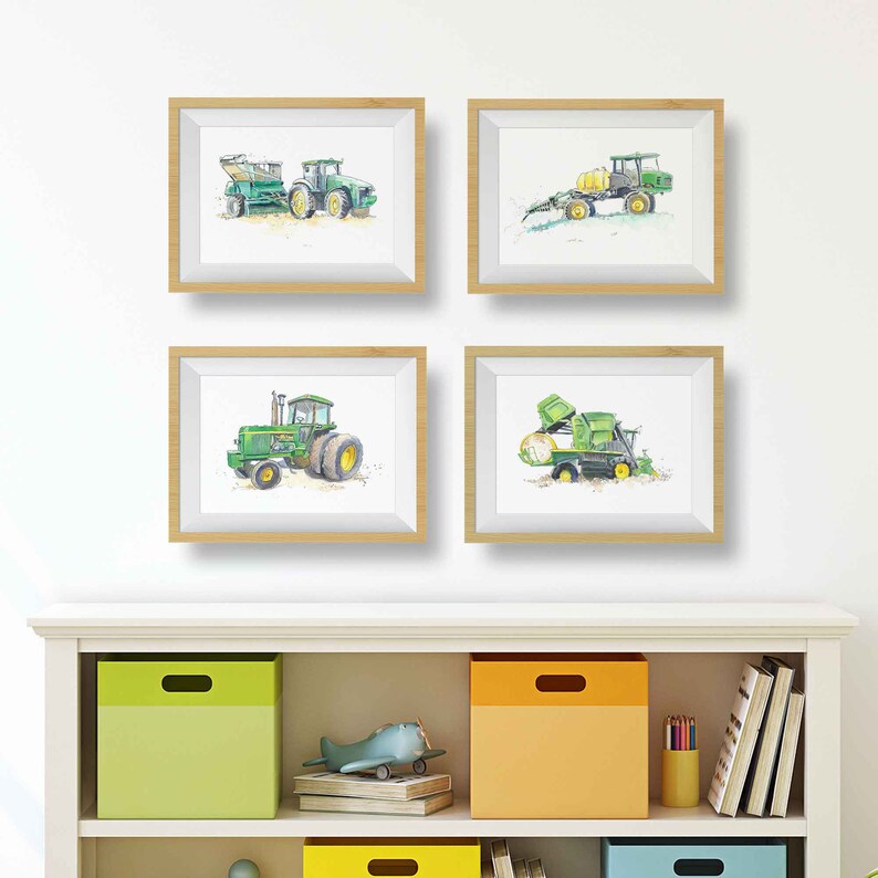 Bean Sprayer Print, Green Tractor Print for Boys Room, Farm Wall Art, Printable Digital Download, Nursery Wall Decor, Watercolor image 4