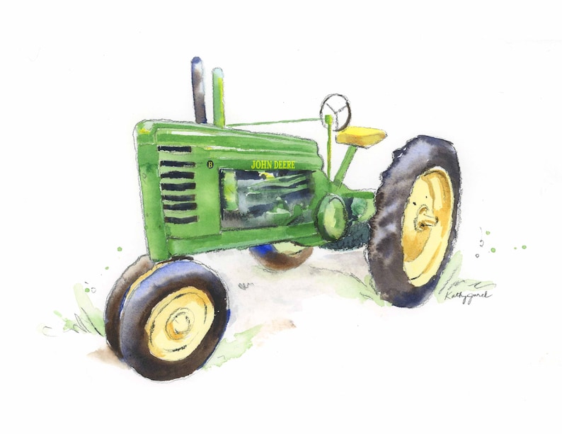 Green Tractor Print, Tractor Wall Decor, Farm Nursery Art, Baby. Toddler Teen Kids Room, Farmhouse Kitchen Office, Gift for Him image 1