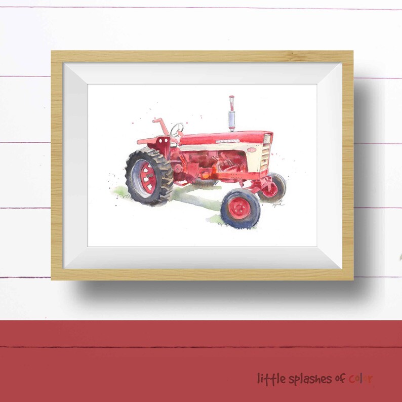 Red Tractor Wall Art Print, Boys Room Decor, Farm Nursery Decor, Tractor Gift for Dad, Father's Day, Living Room, Kitchen, Office image 2