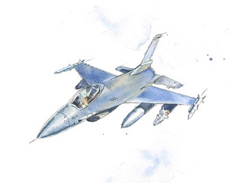 F16 Fighting Falcon Airplane Print para dormitorios de niños, Descarga DIGITAL, Decoración de pared de niño adolescente, Regalo para hombre, Esposo, Papá, Novio