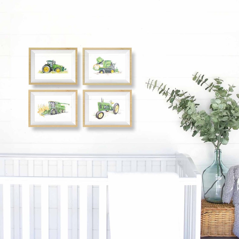 Green Tractor Print Tractor Wall Decor Farm Nursery Wall Etsy