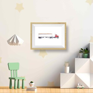 Farm Truck Print, Farm Gift, Farm Wall Art for Boys Room, Grain Truck Painting, Semi Truck Wall Decor, Truck Watercolor image 3