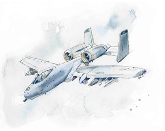 A10 Warthog Airplane Print para dormitorio de niños, Descarga DIGITAL, Decoración de la habitación del niño adolescente, Regalo para el hombre, Esposo, Papá, Novio