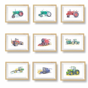 Green Tractor Print 15, Haybaler Wall Art for Farm Nursery, Baby Toddler Boys Room Decor, Watercolor image 8