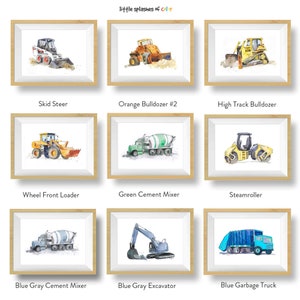 Blue Bulldozer Truck Print, Construction Wall Art Decor, Truck Nursery, Boys Construction Room Decor image 8