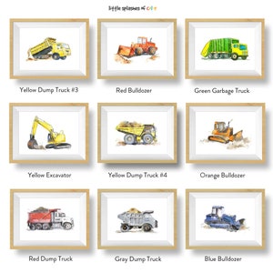 Yellow Dump Truck Print for Boys Bedroom, Construction Print for Nursery, Truck Wall Art, Watercolor image 7