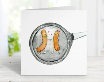 Sausages Funny Card for Birthday, Anniversary Card, Valentine's Day for wife, girlfriend, husband, boyfriend, Free Personalization