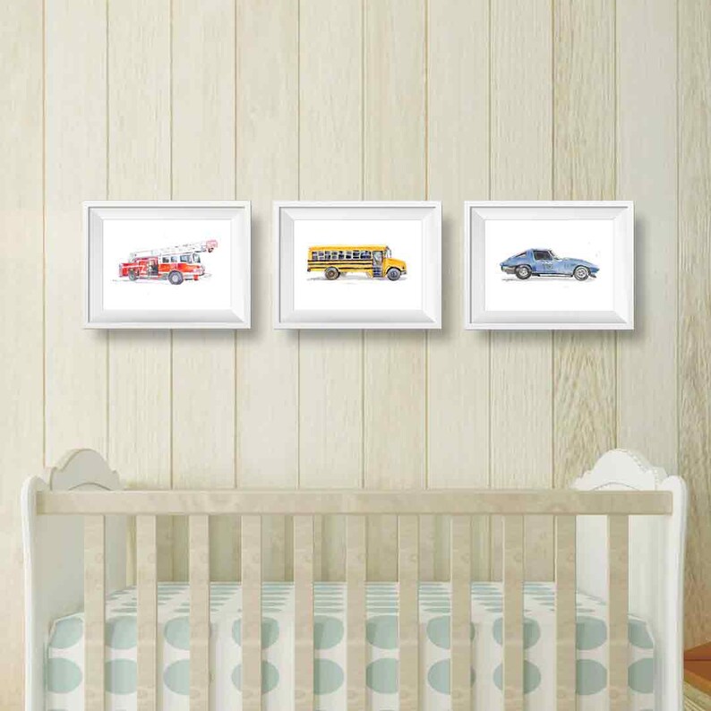 Yellow School Bus Wall Art Print for Baby and Toddler Rooms