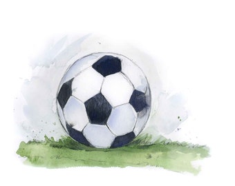 Soccer Wall Art, Soccer Decor for Bedroom, Sports Prints, for Boy Girl Nursery Man Cave, Watercolor