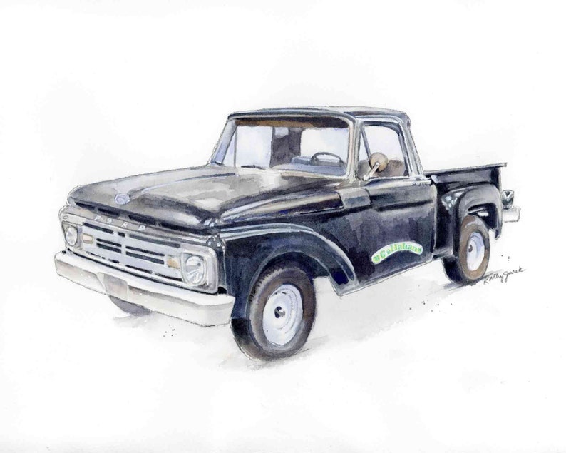 Custom Truck Painting from Photo, Truck or Tractor Gift for Boyfriend, Husband, Dad, Grandpa, Father's Day Gift, Original Watercolor image 6