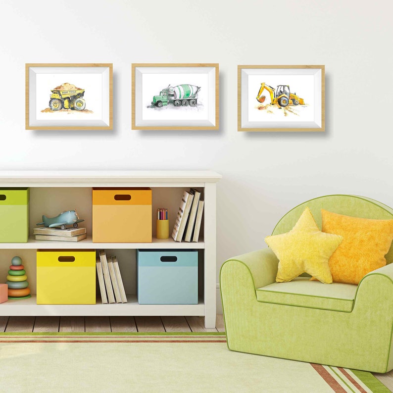 Truck Wall Art Backhoe Print for Toddler Boys Room Etsy