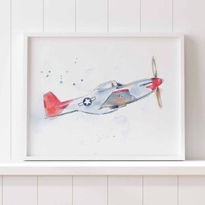 P51 Airplane Print Wall Art for Toddler Boys Room, Airplane Nursery Art, Bedroom Wall Decor, Birthday Father's Day Gift image 8