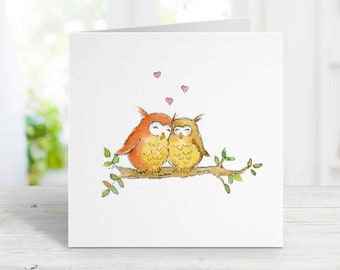 Cute Owls Love Card for Anniversary, Birthday, Valentine's Day for wife, girlfriend, husband, boyfriend, Free Personalization