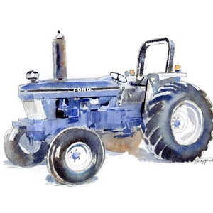 Blue Tractor Art Print 6 for Baby and Kids' Rooms, Farm Tractor Wall Decor, Digital Download imagem 1