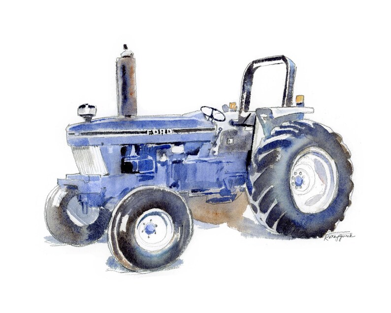 Blue Tractor Art Print 6 for Baby and Kids' Rooms, Farm Tractor Wall Decor, Digital Download imagem 1