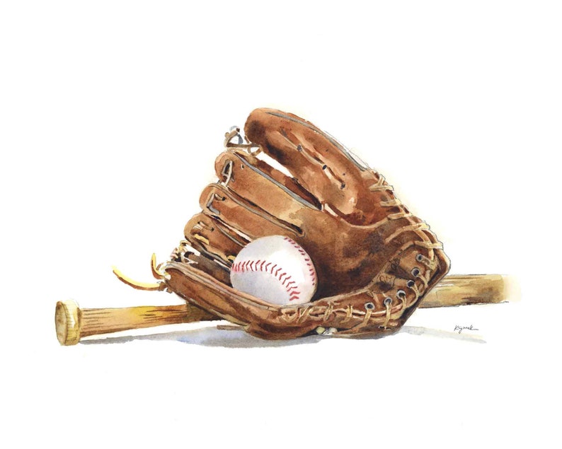 Baseball Bat and Glove Art Print for Boys Room Baby Toddler Etsy