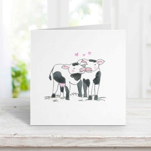 I Love Moo Cow Card, Personalized, Black and White Cows Birthday Card, Anniversary Card for wife or husband, girlfriend, boyfriend image 1