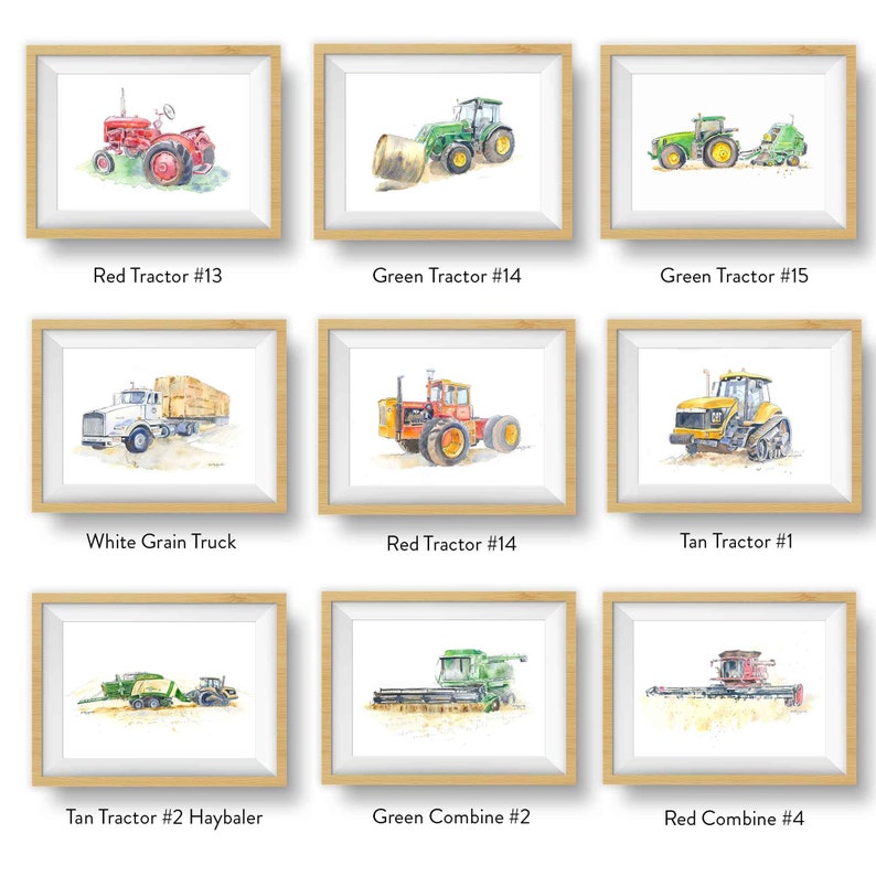 Farm Tractor Prints for Baby and Toddler Boys Room, Farm Nursery Decor, Kids Wall Art, Watercolor image 8