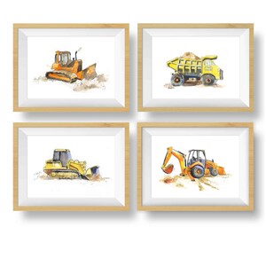 Yellow Dump Truck Print 2, Construction Decor for Baby and Toddler Boys Rooms, Nursery Wall Art, Kids Bedroom Decor, Watercolor image 4