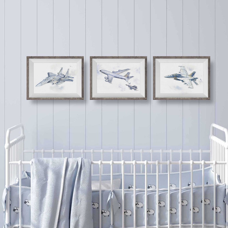 Set of Military Airplane Prints for Kids Bedroom, Baby Toddler Teen Room Decor, Nursery Art, A10, F15, F16, FA18, F22, F35, KC135, T6, B1B image 9