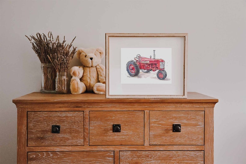 Red Tractor 8 Print Wall Art, Tractor Wall Decor, Farm Nursery Art, Toddler Boys Room Decor, Watercolor image 5