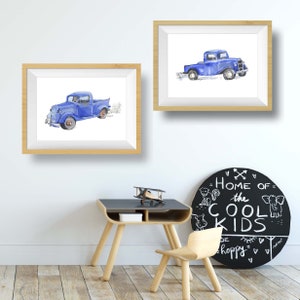 Pickup Truck Prints Set for Baby or Toddler Boy's Room, Truck Wall Decor, Wall Art Gift for Fathers Day, Watercolor image 7