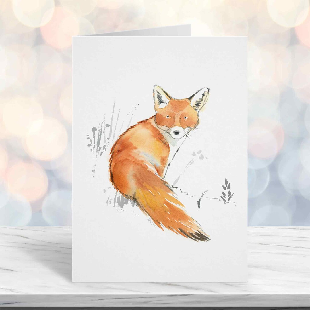 Woodland Animal Greeting Cards, Fox, Bunny, Owl, Fawn, Hedgehog, Black ...