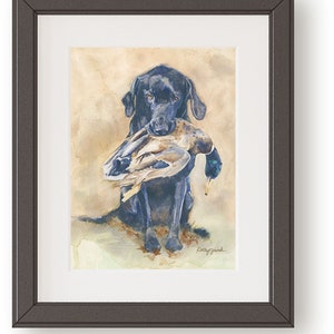 Black Labrador Retriever Art Print, Hunting Dog Wall Decor, Watercolor Painting, Gift for Husband, Boyfriend image 4