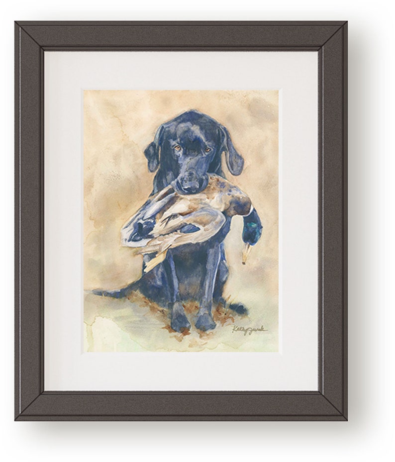Black Labrador Retriever Art Print, Hunting Dog Wall Decor, Watercolor Painting, Gift for Husband, Boyfriend image 4