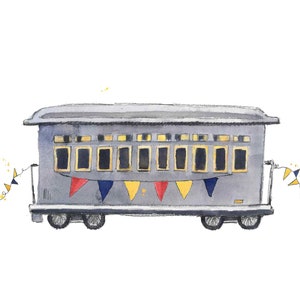 Train Print for Toddler Boys Room, Train Nursery Wall Decor, Transportation Art for Preschool Kids, Watercolor