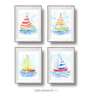 Sailboat Nursery Art, Boys Nautical Nursery Print, Kids Sailboat Wall Art, Sailboat Art Print, Nautical Nursery Wall Decor image 5