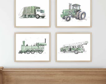 Sage Green Transportation Prints: Baby Boy Nursery Decor (Digital Download)