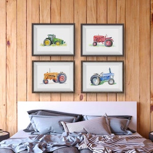 Farm Tractor Prints for Baby and Toddler Boys Room, Farm Nursery Decor, Kids Wall Art, Watercolor image 3