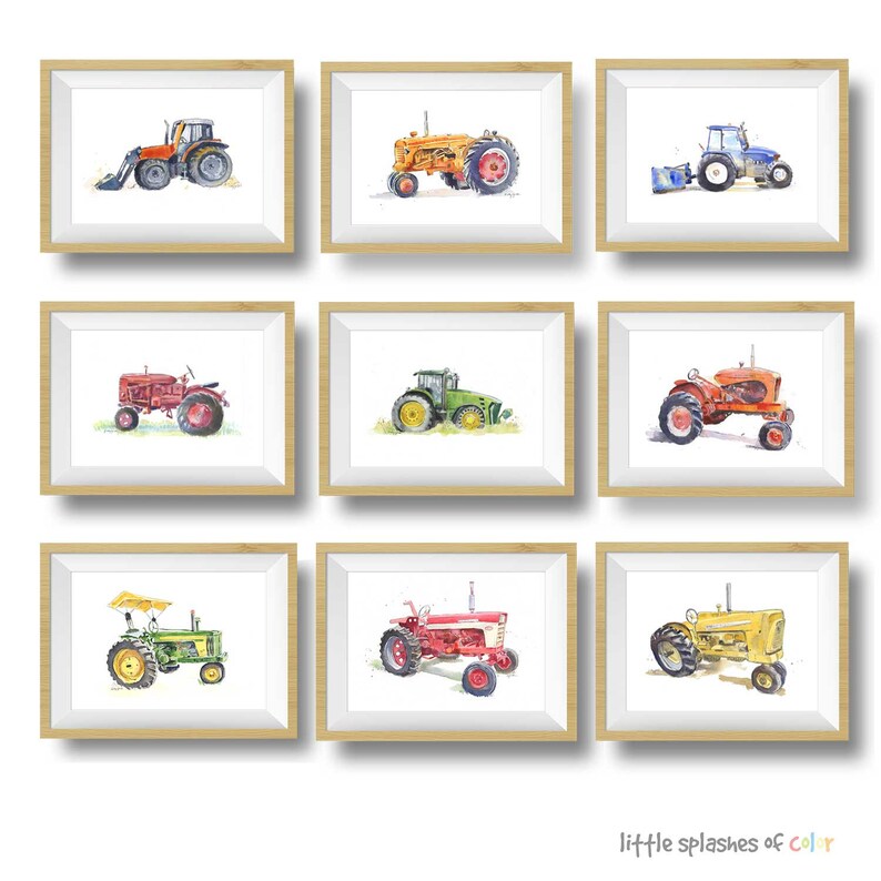 Red Tractor 8 Print Wall Art, Tractor Wall Decor, Farm Nursery Art, Toddler Boys Room Decor, Watercolor image 7