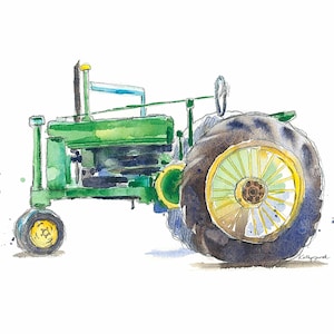 Green Tractor #5 Print, Tractor Wall Art, Farm Nursery Decor, Tractor Gift for Him, Boys Room Decor, Father's Day, Office, Kitchen