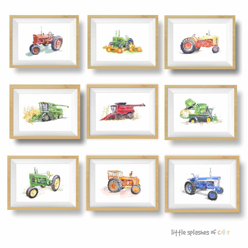 Bean Sprayer Print, Green Tractor Print for Boys Room, Farm Wall Art, Printable Digital Download, Nursery Wall Decor, Watercolor image 7