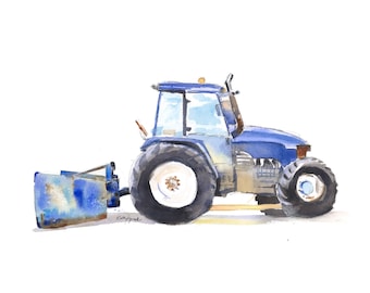 Tractor Print, Blue Tractor Wall Art, Toddler Boys Room, Tractor Kids, Farm Nursery Decor, Office