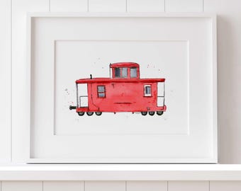 Impresión de furgón de cola rojo para habitaciones de bebés y niños pequeños, arte de pared para guardería, decoración de dormitorios infantiles