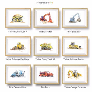 Backhoe Truck Print, Construction Decor for Boys Room, Truck Wall Art for Baby Nursery, Watercolor, Bulldozer Excavator image 7